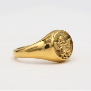Gold Angel Stamped Ring